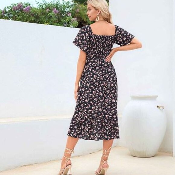 Boho Off Shoulder Midi Maternity Dress NWT - Picture 2 of 4